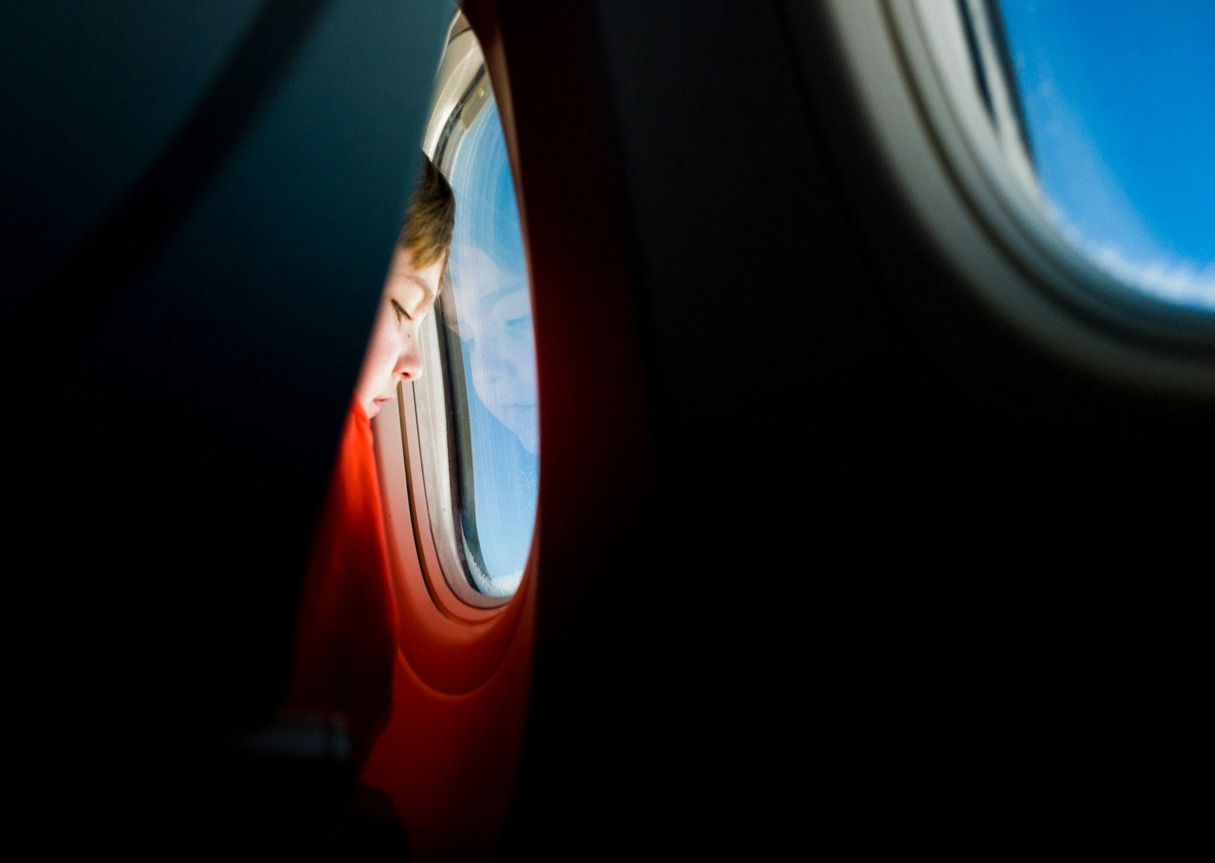 Child in an aeroplane